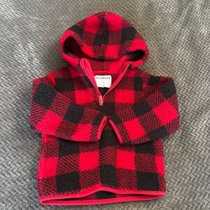 Old Navy Boys 3T fleece pullover hoodie w. 1/2 zip, black/red, NWOT